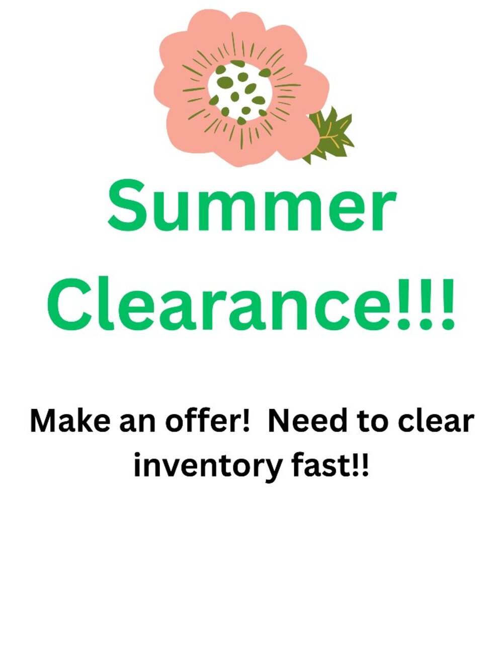 SUMMER CLEARANCE!!!!